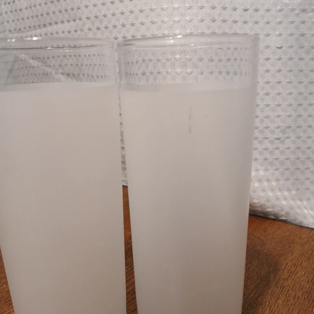 Vintage Libbey Tumblers Iced Tea Water Bar Glasses Frosted White Set of 2 READ